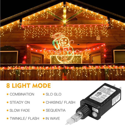 AGIRL 400 LED Icicle Lights Outdoor 32.8Ft 75 Drops Icicle Christmas Halloween Lights 8 Modes Waterproof Fairy String Lights for Indoor Bedroom Garden Wedding Porch Decoration
