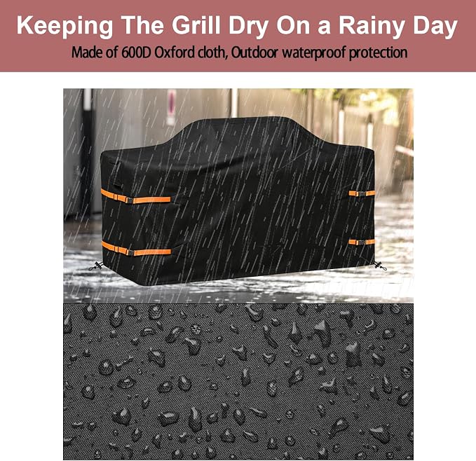 86 in Island Grill Cover,86 Inch Island BBQ Grill Head Cover, 600D Oxford Cloth Heavy Duty Waterproof Outdoor Grill Cover,Black
