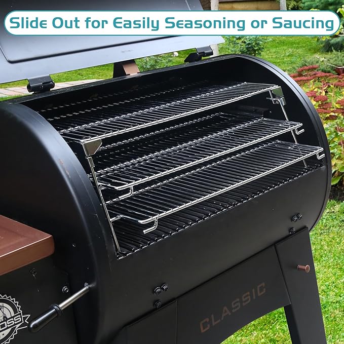 Jerky Racks for Traeger Smoker Pro 575 22 34 780 Grilling Cooling Warming Rack for Pit Boss 21" Depth Barrel Pellet Grill Pitboss 820 850 Austin XL Parts 3 Tiered Seasoning Smoking BBQ Accessories