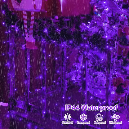 QITONG 165ft 500 LED Purple String Lights, Twinkle Lights Outdoor Waterproof with 8 Modes, Green Wire Christmas Lights Plug in Indoor