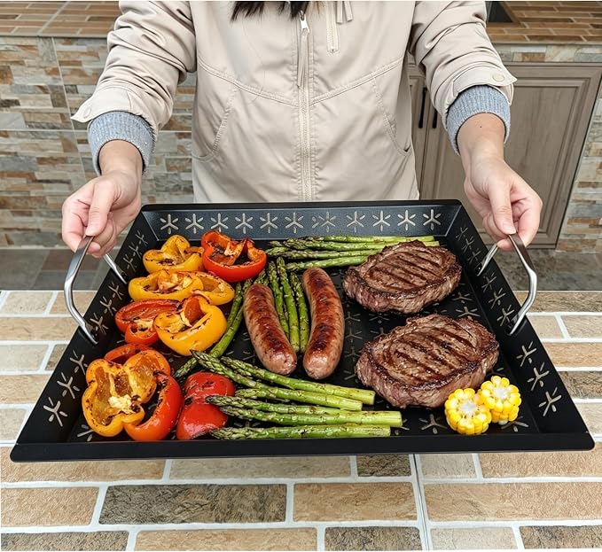 Vegetable Grill Basket for Outdoor Grill - 18.9"*16.5"Extra Large XXXL Heavy-Duty Veggie Grilling Basket, Non-stick Enamel Coating, Grilling Accessories for Grills and Vegetables