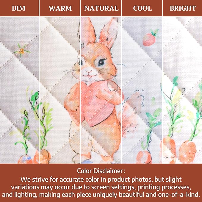 Maison d' Hermine Pot Holders 100% Cotton Heat Resistant Potholders 8" x 8" Hot Pads with Loop BBQ Cooking Baking Hotel Farmhouse Kitchen Handling Hot Pans Spring Summer (Pack of 2, Bunny Party)