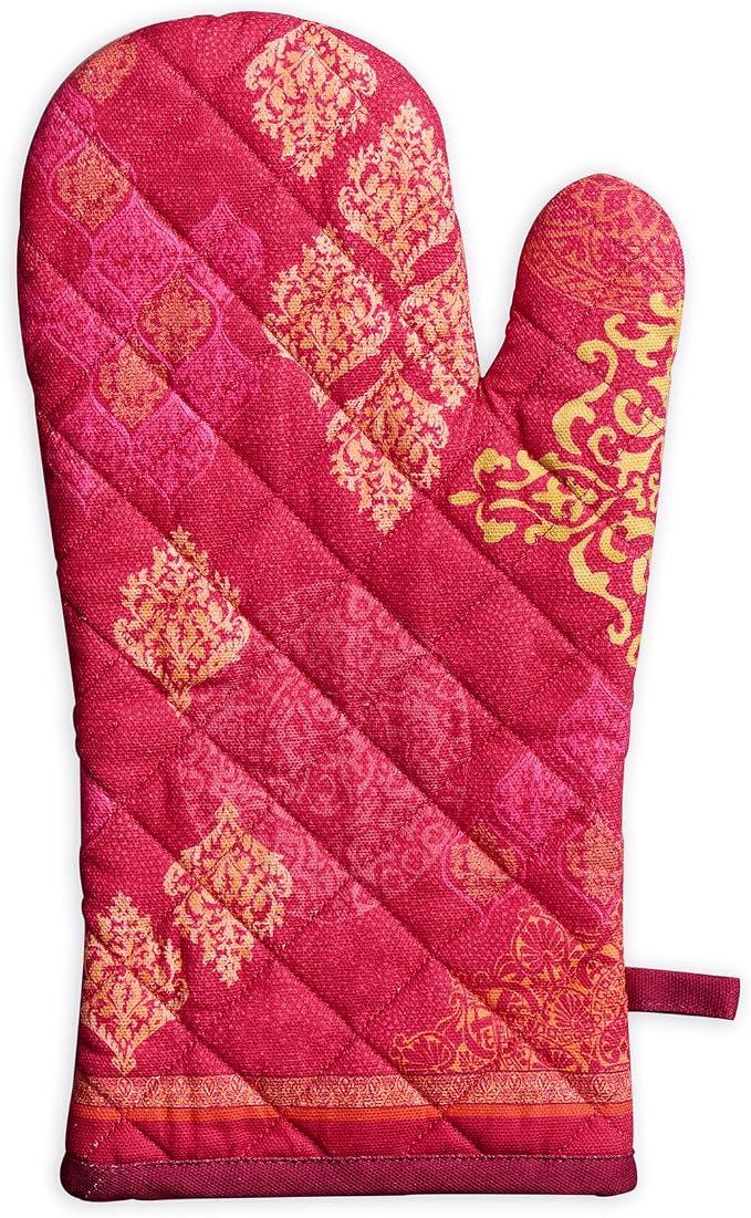 Maison d'Hermine Oven Gloves 100% Cotton Oven Mitt (7" x 13", Pack of 1) | With Loop Heat Resistant BBQ Cooking Gloves Baking Kitchen Handling Hot Pans Thanksgiving Christmas - Versailles
