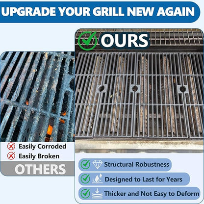 SafBbcue 18 3/16" Cooking Grates for Charbroil Performance G422-0012-W1 G422-0013-W1 463243518 463243519 463275717 4632755177 463274419 Grill Grids Replacement Parts, Char-Broil 5 6 Burner Grill Parts