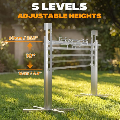 onlyfire Stainless Steel Pig Lamb Roaster with 15W 110V Powerful Motor | Spit Rotisserie Kit with Adjustable Height Stand for Outdoor Cooking, Camping, Holds Up to 132LBS
