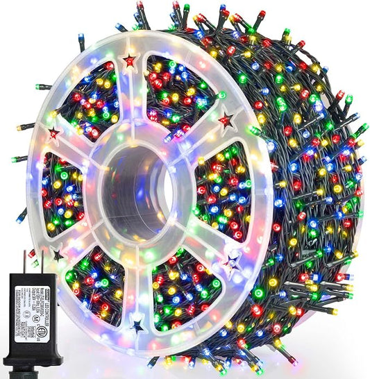 weillsnow 500 LED Multicolor Outdoor Christmas Lights, 164Ft Plug in Waterproof String Lights, 8 Modes with Memory for Outdoor Indoor Garden Halloween Christmas Decorations (Multicolor)