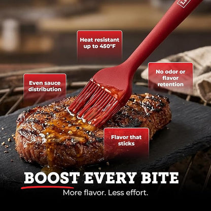 Lightyear Grillmaster Starter Kit – 3-Piece Stainless BBQ Set | Grill tools gift set with meat tenderizer, instant-read thermometer and silicone basting brush – bbq kit for outdoor grill