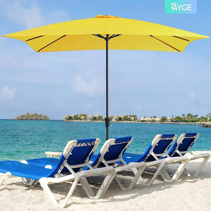 Ayge 8x10FT Large Rectangular Patio Umbrella Outdoor Table Umbrella w/Crank Rectangle Market Umbrella UV Protection for Garden, Deck,Lawn,Yard & Pool,Yellow