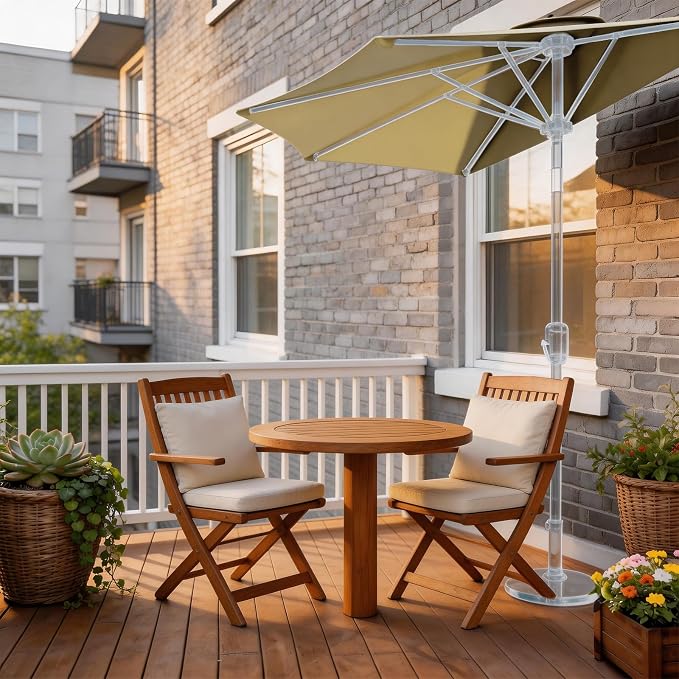 9FT 5Ribs Patio Half Umbrella Replacement Canopy Cover, Half Outdoor Umbrella Replacement Cloth, Market Yard Umbrellas Top Cover, Waterproof & UV-Protective (Only Canopy, Frame Not Included)