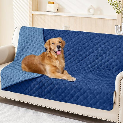 Smiry Waterproof Reversible Pet Couch Covers for Dogs | Pet Friendly, Soft Fabric, Washable Sofa Furniture Protector for Dogs Cat Kids, Checkered (52"x82", Navy/Blue)