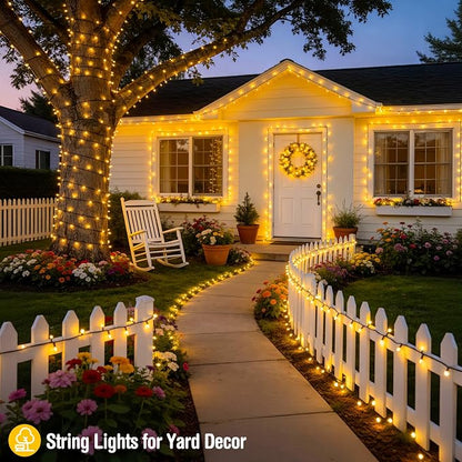 JMEXSUSS 500 LED Christmas Lights Outdoor, Classroom String Lights Plug in | 173ft, 8 Modes, Remote Control, Waterproof Warm White Christmas Tree Lights for Outside Ceiling House Xmas Classroom Decor
