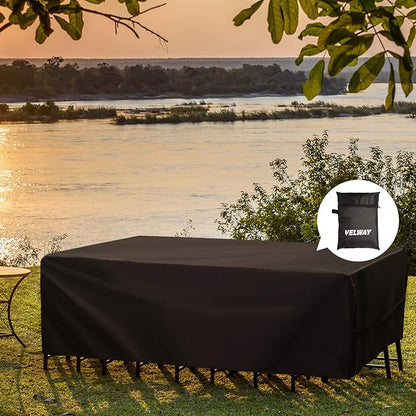 Velway Patio Furniture Cover Outdoor Waterproof Rectangular Patio Table Chair Sofa Set Cover, 108" Lx82 Wx28 H, All Weather Oxford Tear-Resistant Material with Zipper Carrying Bag Windproof Buckles