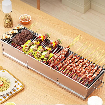 Charcoal BBQ Grill, Foldable Portable Tabletop Barbeque, Barbecue for Camping Hiking Garden Party Festivals Picnic,40x16cm