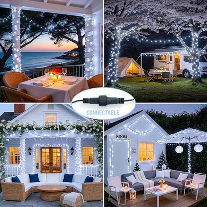 JMEXSUSS 250 LED White Christmas Lights Outdoor, 91.5ft Extendable White String Lights Indoor, Christmas Tree Lights with 8 Modes for Room Garden Patio Wedding Party Christmas Decorations