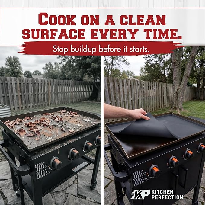 KITCHEN PERFECTION 28" Premium Silicone Griddle Cover Mat for Blackstone Griddle 28 Inch - Hermetic Protection from Rust & Debris All Year, Fits All Blackstone 28 Inch Models - Food Grade Silicone