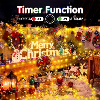 KNONEW 532FT 1600LED Green Wire Outdoor Fairy Lights Plug in Warm White | Timer,Memory,Dimmable,Remote,Waterproof,Green Wire,Invisible in Greenery,for Garden,Wedding,Party, Indoor/Outdoor, Christmas