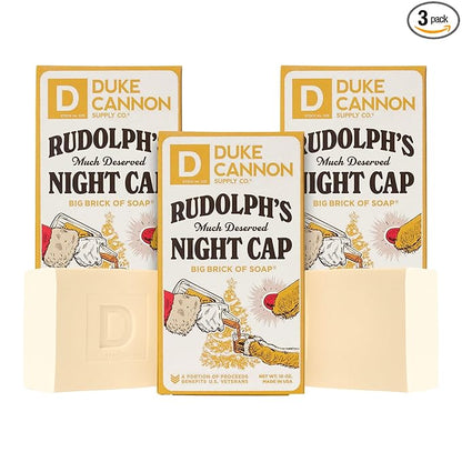 Duke Cannon Supply Co. Big Brick of Soap Bar for Men Holiday Edition - Rudolph's Much Deserved Night Cap (Cinnamon and Antique Wood Scent), 10 oz. (3 Pack)