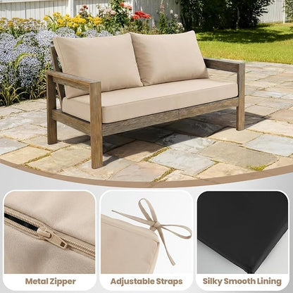 Outdoor Loveseat Cushion Set, 48" x 24" Loveseat Cushions for Outdoor Furniture, Waterproof & Fade-Resistant Patio Furniture Cushions, Deep Seat Cushion for Bench, Swing and Couch, Beige