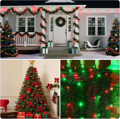 Christmas String Lights, 105ft 300 LED Christmas Lights 8 Modes | Memory Function & Timer- UL Certified - Outdoor Indoor Christma s Fairy Lights for Tree, Garden, Party, Wedding(Red + Green)