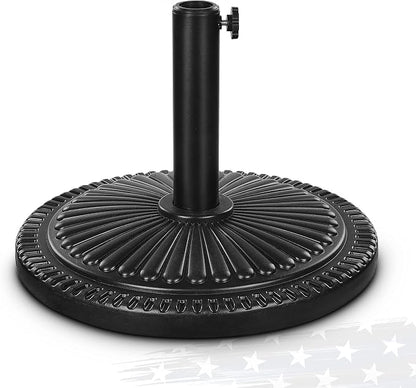 FRUITEAM 15" 26.5 lbs Round Patio Umbrella Base Pre-Filled Umbrella Stand Sun-Flower-Pattern Heavy Duty Market Umbrella Base Stand for Patio, Outdoor, Swimming Pool, Black