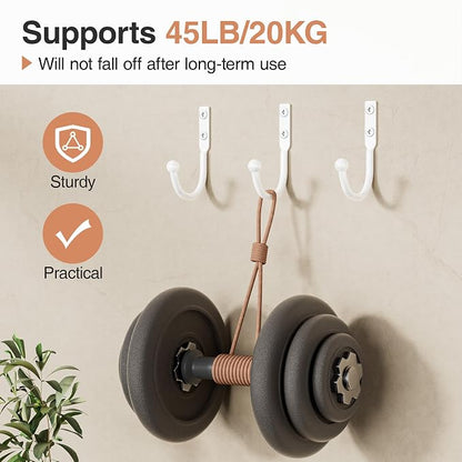 6 Pack Wall Hooks, Metal Hooks Wall Mount, Hold up to 45 Lbs | For Hanging Towel/Coat/Bag/Keys/Cups，Ideal for Bathroom, Outdoor, Closet, Kitchen, Garage