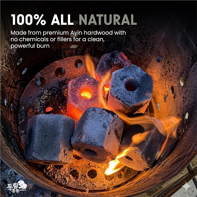 Dong LIM Binchotan Style Charcoal Briquettes, 5lbs (2.2kg) | High heat, low ash, long burning. Perfect for Japanese & Korean BBQ, Weber kettles, & kamado grills