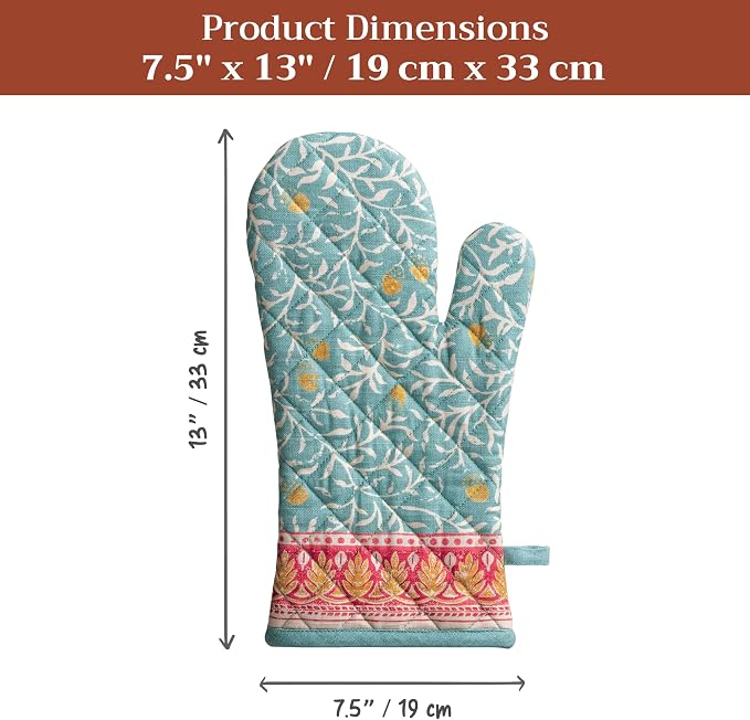 Maison d'Hermine Oven Gloves 100% Cotton Oven Mitt (7" x 13", Pack of 1) | With Loop Heat Resistant BBQ Cooking Gloves Baking Kitchen Handling Hot Pans Thanksgiving Christmas - Carpo