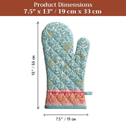 Maison d'Hermine Oven Gloves 100% Cotton Oven Mitt (7" x 13", Pack of 1) | With Loop Heat Resistant BBQ Cooking Gloves Baking Kitchen Handling Hot Pans Thanksgiving Christmas - Carpo