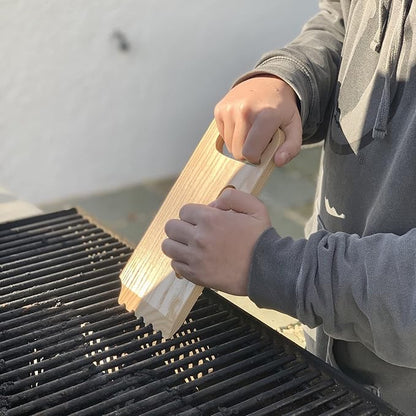 Outset Grill Cleaning, Wood Grill Scraper, 10" Bamboo BBQ Cleaner