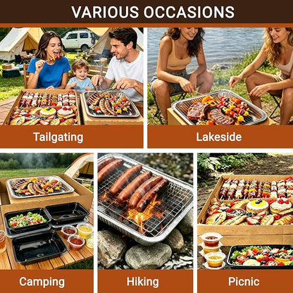 Disposable Charcuterie Board with Lids 5 Sets, Extra Large Portable Catering Pastry Tray, Serving Cardboard Platters for Travel Party Camp Beach Picnic 5-8 People 17.5"x13.5"x3.5"