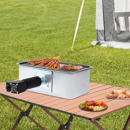 Portable Charcoal Grill, Outdoor BBQ Grill Mini Camping Stoves with Carrying Bag, USB Power Supply Barbecue Grill Small Charcoal Grill for Camping Backyard Cooking, 12.9 * 8.3 * 4.7In 烧烤炉 烧烤架