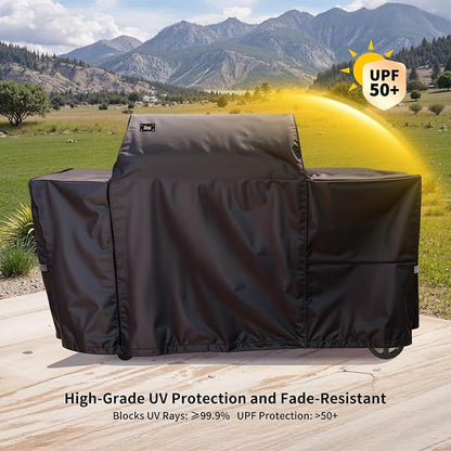 Waterproof Full-Length All Weather Grill Cover Accessory for Traeger Woodridge Pro and Woodridge Elite Pellet Grills,Tear & Fade Resistant Windproof Grill Cover with Buckle,Drawstring,Black