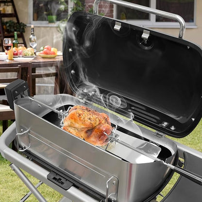 onlyfire Multi-Purpose Stainless Steel Rotisserie Ring and Pizza Combo Kit | Fits for Weber Traveler Portable Gas Grill, Turns Your Grill Into A Simple Pizza Oven