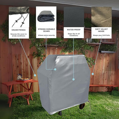 Formosa Covers 48-Inch Grill Cover – Heavy-Duty Waterproof Grey Vinyl BBQ Cover – Fits Weber Spirit II E-210, Napoleon Rogue 365