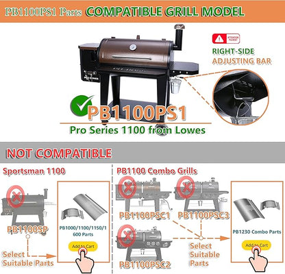 Flame Broiler Kit for Pit Boss Pro Series 1100(PB1100PS1) Pellet Grills - Pitboss Heat Deflector Includes Slide Cover and Bottom Kit, Pit Boss Smoker Grill Replacement Parts, Pitboss Heat Diffuser