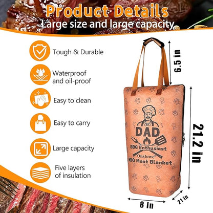 BBQ Blanket for Resting Meat, Reusable Reat Insulated Resting Bag, Smoker Meat Resting Blanket, Insulated Brisket Resting Blanket with Wide Mouth Perfect for Gifting, Dad Gift(21 in)