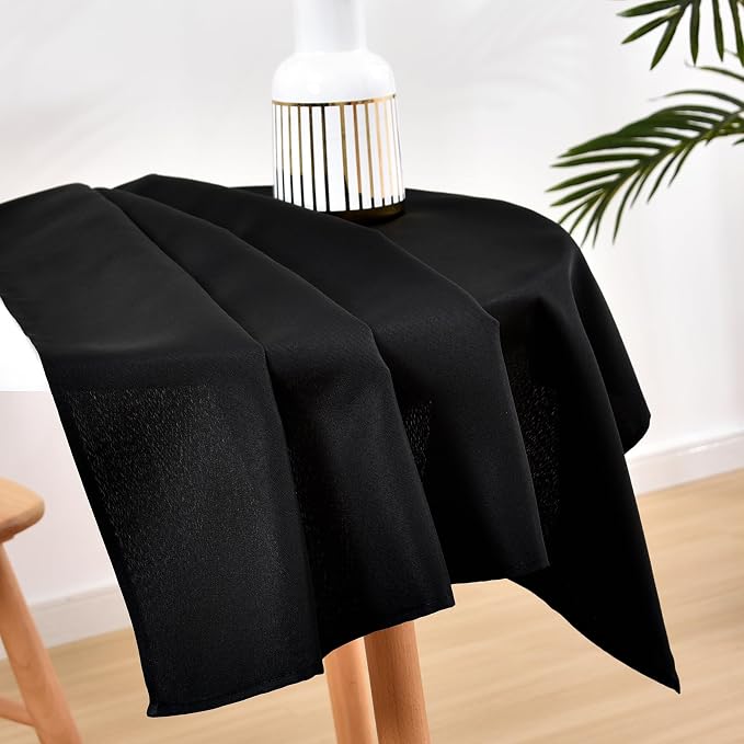 Wolkemer Small Square Tablecloth 36 x 36 Inch Washable Fabric Table Cloth Solid Black Table Cover for Nightstand End Bedside Tables Tabletop Decoration