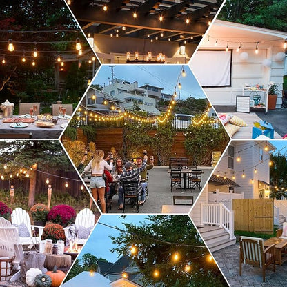 GANA 12V Low Voltage & Safe LED Outdoor String Lights,48FT 15 Shatterproof Bulbs, 2200K Warm White Pergola Lights for Your House's, Garden, Fence, Porch,Balcony,and Bistro