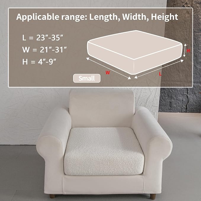 OHSIO Couch Cushion Covers for Sectional Sofa, Stretch Soft Sofa Slipcovers Washable Wear-Resistant Universal Furniture Protector for Living Room(1 Piece Chair Cover, Ivory)
