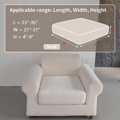 OHSIO Couch Cushion Covers for Sectional Sofa, Stretch Soft Sofa Slipcovers Washable Wear-Resistant Universal Furniture Protector for Living Room(1 Piece Chair Cover, Ivory)