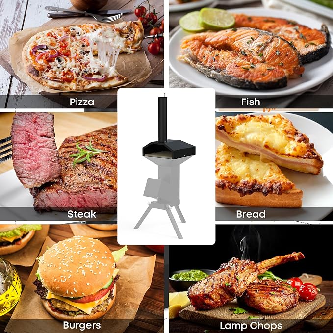 Stanbroil 14 Inch Outdoor Pizza Oven Box Fits Wood Burning Stove, Wood Fired Pizza Maker with Pizza Stone for Grill/Stove Top