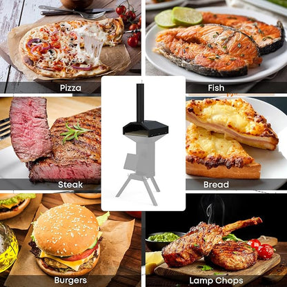 Stanbroil 14 Inch Outdoor Pizza Oven Box Fits Wood Burning Stove, Wood Fired Pizza Maker with Pizza Stone for Grill/Stove Top