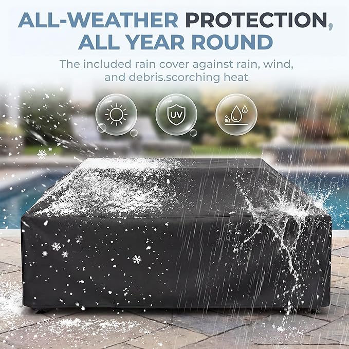 NICESOUL 42'' Propane/Natural Gas Fire Pit Table, Rectangle Firepits with Tank Table, 50000 BTU Modern Outdoor Fireplace with LED Lights for Outside Patio Backyard Deck Porch, CSA Certified, Dark Gray