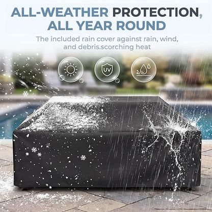 NICESOUL 42'' Propane/Natural Gas Fire Pit Table, Rectangle Firepits with Tank Table, 50000 BTU Modern Outdoor Fireplace with LED Lights for Outside Patio Backyard Deck Porch, CSA Certified, Dark Gray
