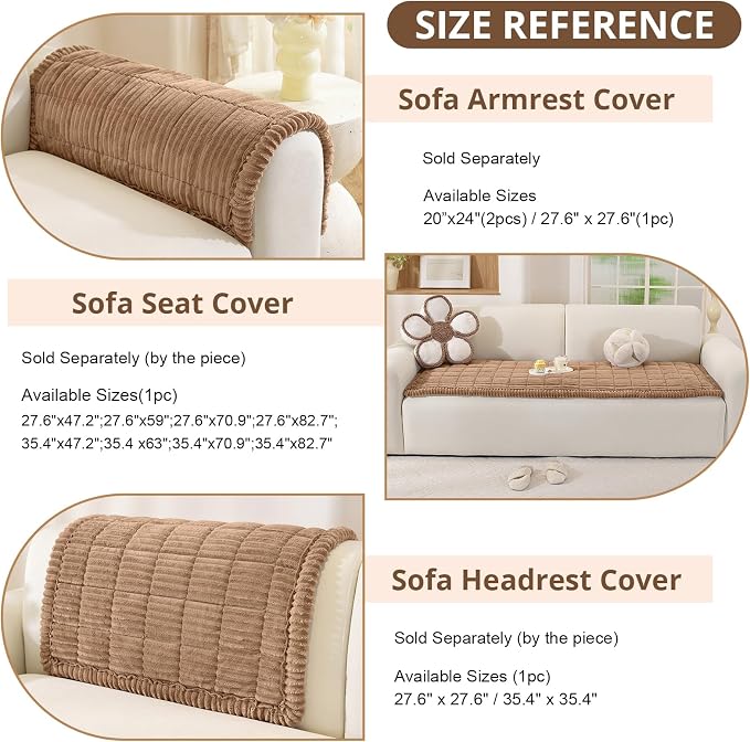 OstepDecor Couch Cover for Dogs, Washable Non Slip Sofa Cover for Pets | Soft Couch Covers for Sofa, Loveseat and Sectional, Furniture Protector Against Pet Hair & Dirt (35.4" x 35.4", Brown)