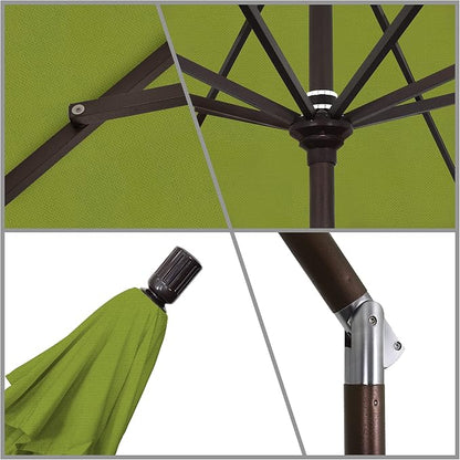 California Umbrella 11Ft Premium Patio Umbrella, Hand-Crank, Tilt-Collar, Bronze Frame, Solution Dyed Kiwi Fabric