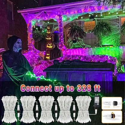 66FT 200 LED Outdoor String Lights, Orange and Purple String Lights for Outside Waterproof with 8 Modes, Plug in Connectable Twinkle Fairy Lights for Indoor Home Patio Garden Decorations