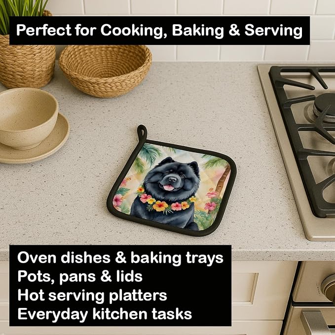 Caroline's Treasures Chow Chow Luau Pair of Pot Holders Kitchen Heat Resistant Pot Holders Sets Oven Hot Pads for Cooking Baking BBQ, 7 1/2 x 7 1/2