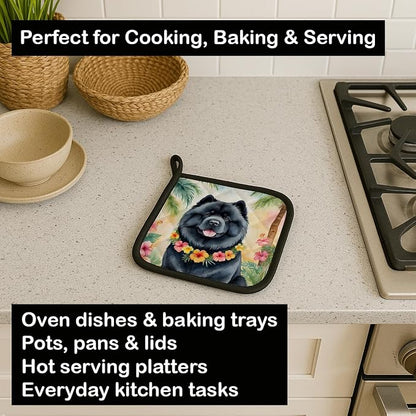 Caroline's Treasures Chow Chow Luau Pair of Pot Holders Kitchen Heat Resistant Pot Holders Sets Oven Hot Pads for Cooking Baking BBQ, 7 1/2 x 7 1/2