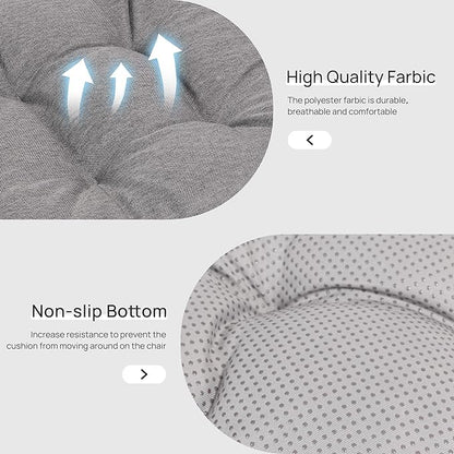 Love's cabin Memory Foam Chair Cushions Set of 4, 19"x19"x3.5" Indoor & Outdoor Seat Pads for Dining, Kitchen, Office, Patio Chairs - Grey